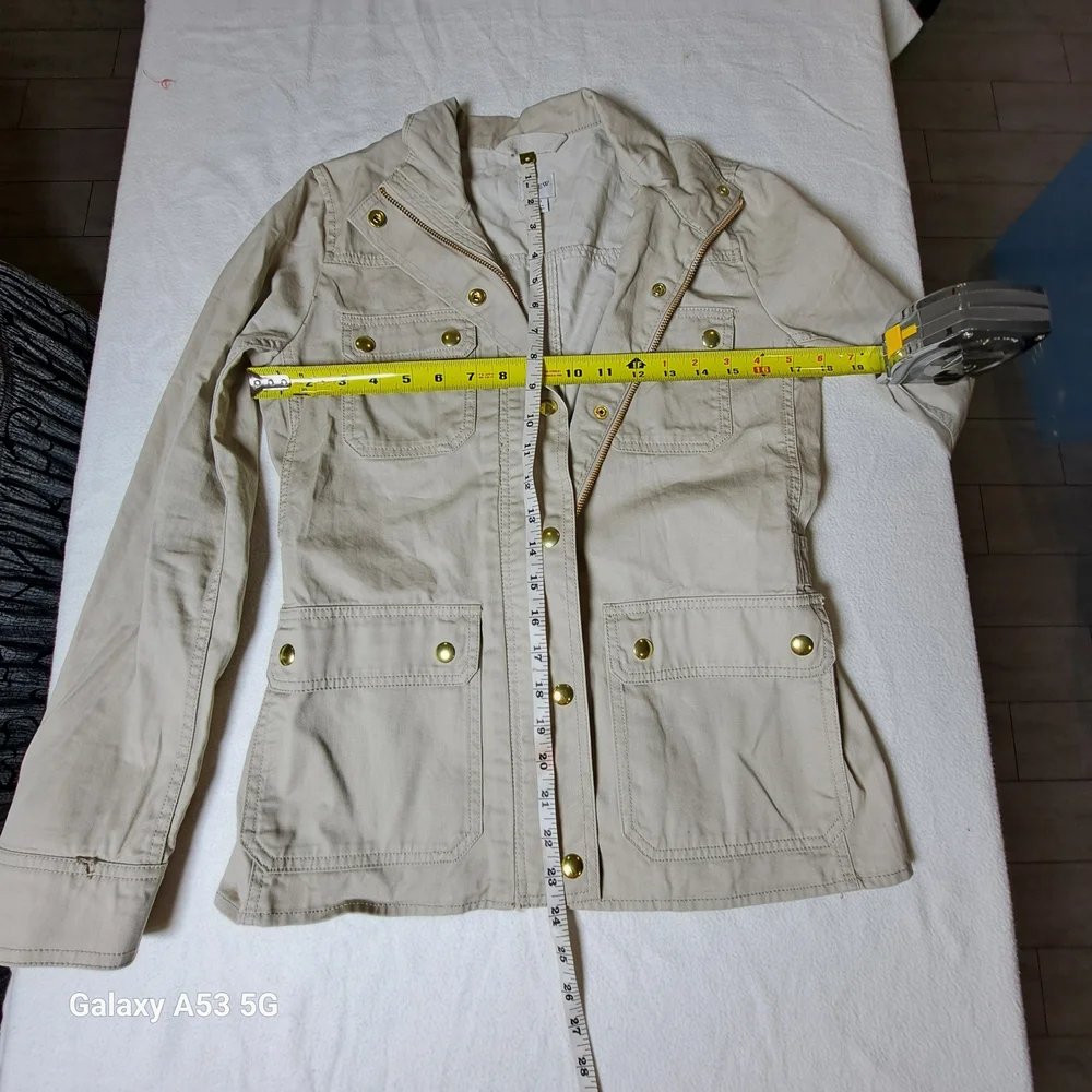 J. Crew Beige Utility Jacket with Brass Buttons